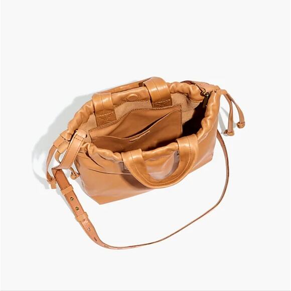 Madewell Piazza Drawstring Leather Crossbody Bag Timber Beam Tan NEW - Picture 5 of 15